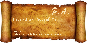 Praschek Avenár névjegykártya